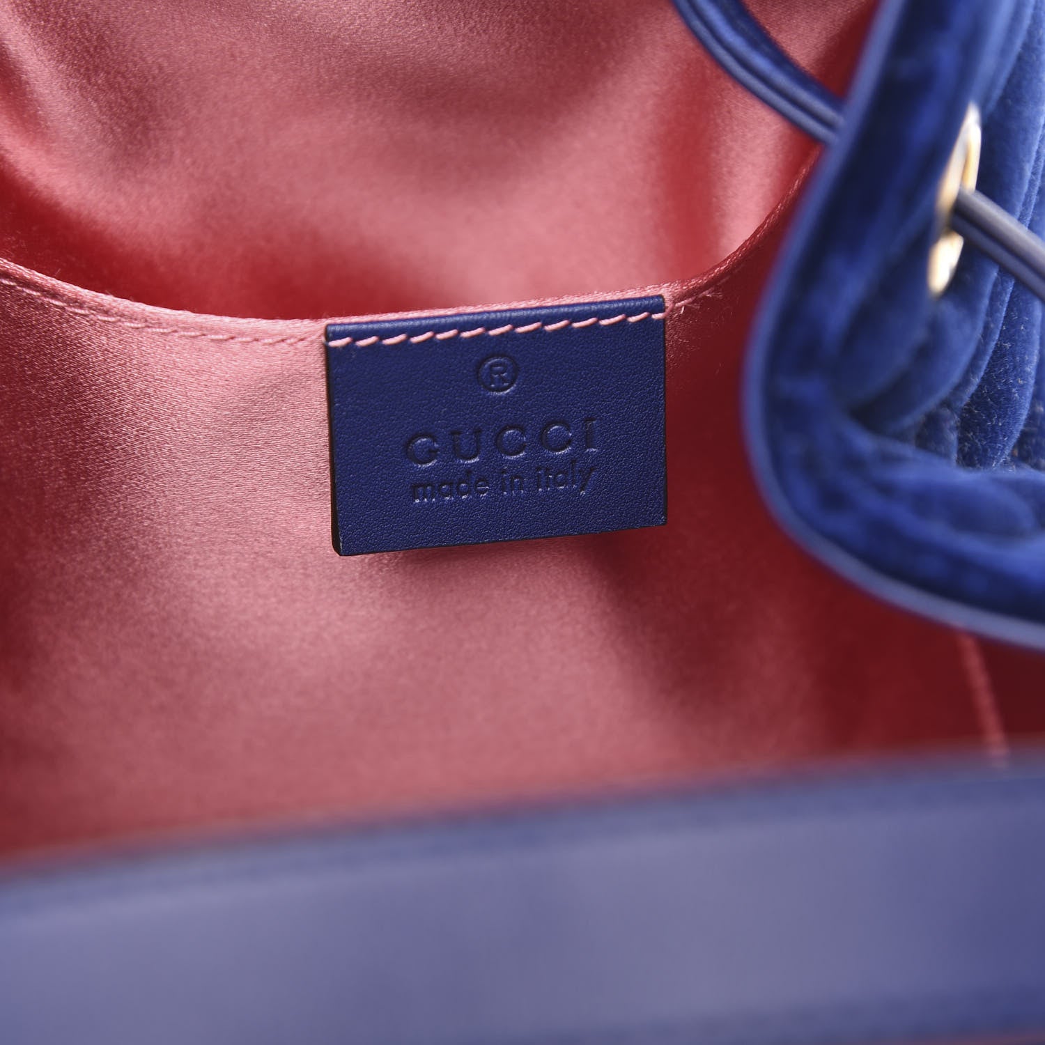 Gucci Velvet Matelasse GG Marmont Bucket Bag Cobalt Blue 6 of 12