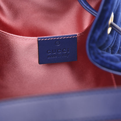 Gucci Velvet Matelasse GG Marmont Bucket Bag Cobalt Blue 6 of 12