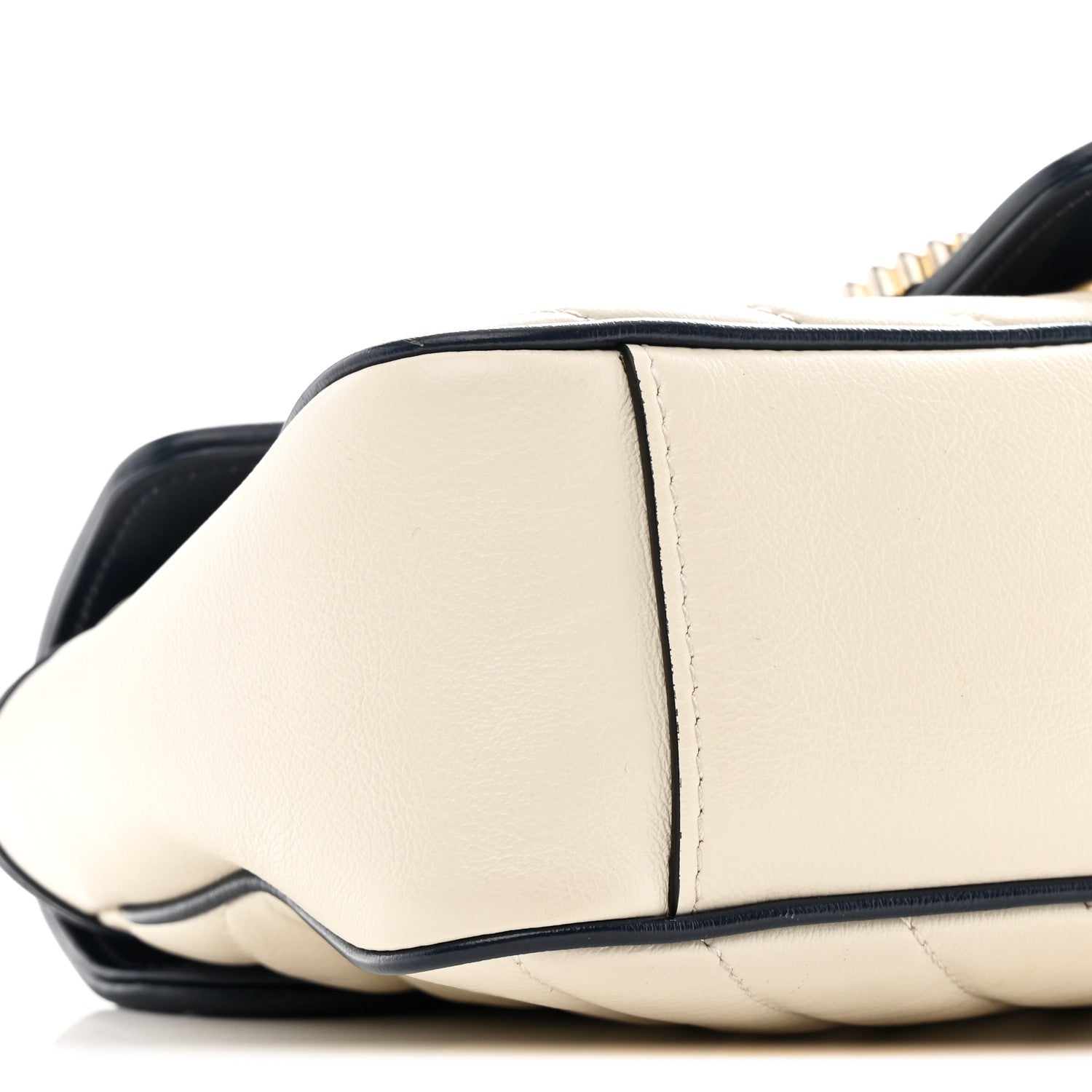 Gucci Vintage Effect Calfskin Matelasse Diagonal Small Torchon GG Marmont Shoulder Bag Mystic White Blue Agata 9 of 10