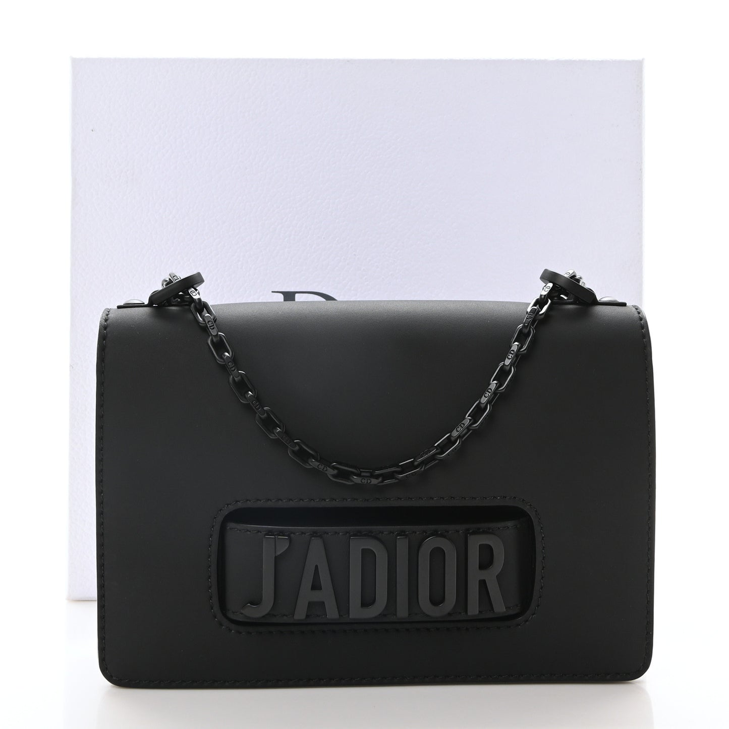Ultra Matte Calfskin J'Adior Chain Flap Bag Black