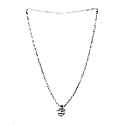 David Yurman Sterling Silver 14K Yellow Gold Amethyst 10mm Acorn Pendant Necklace 4 of 6