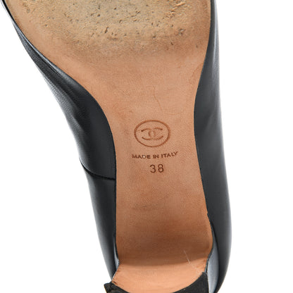 Chanel Lambskin Peep Toe CC Pumps 38 Black 7 of 19
