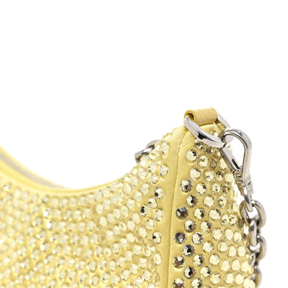 Prada Satin Crystal Re-Edition 2005 Shoulder Bag Ananas 8 of 9