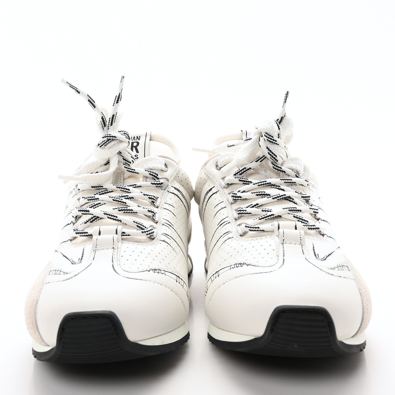 Christian Dior Calfskin Nylon Womens D-Sketch Sneakers 41 White