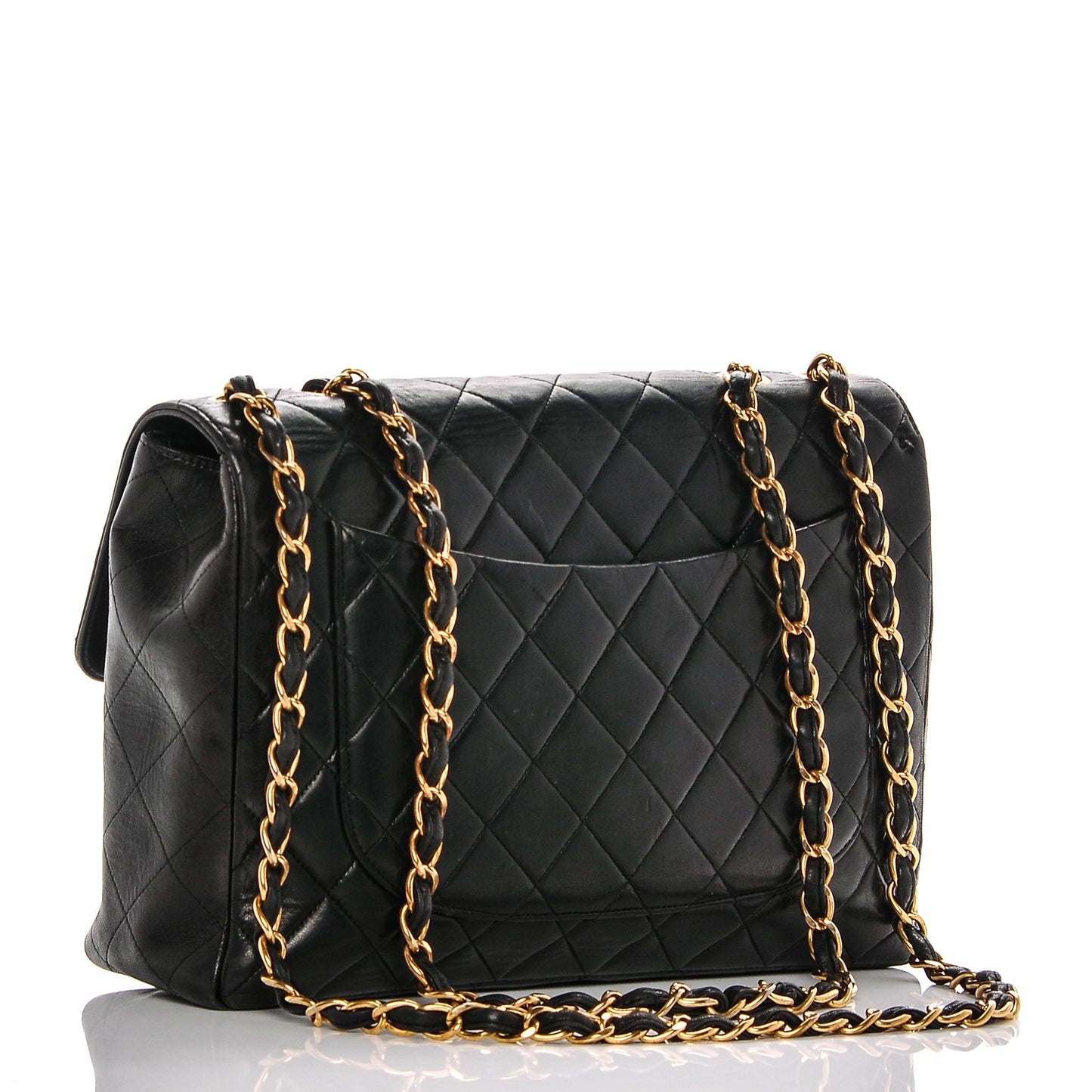 Lambskin Quilted Jumbo Single Flap Black