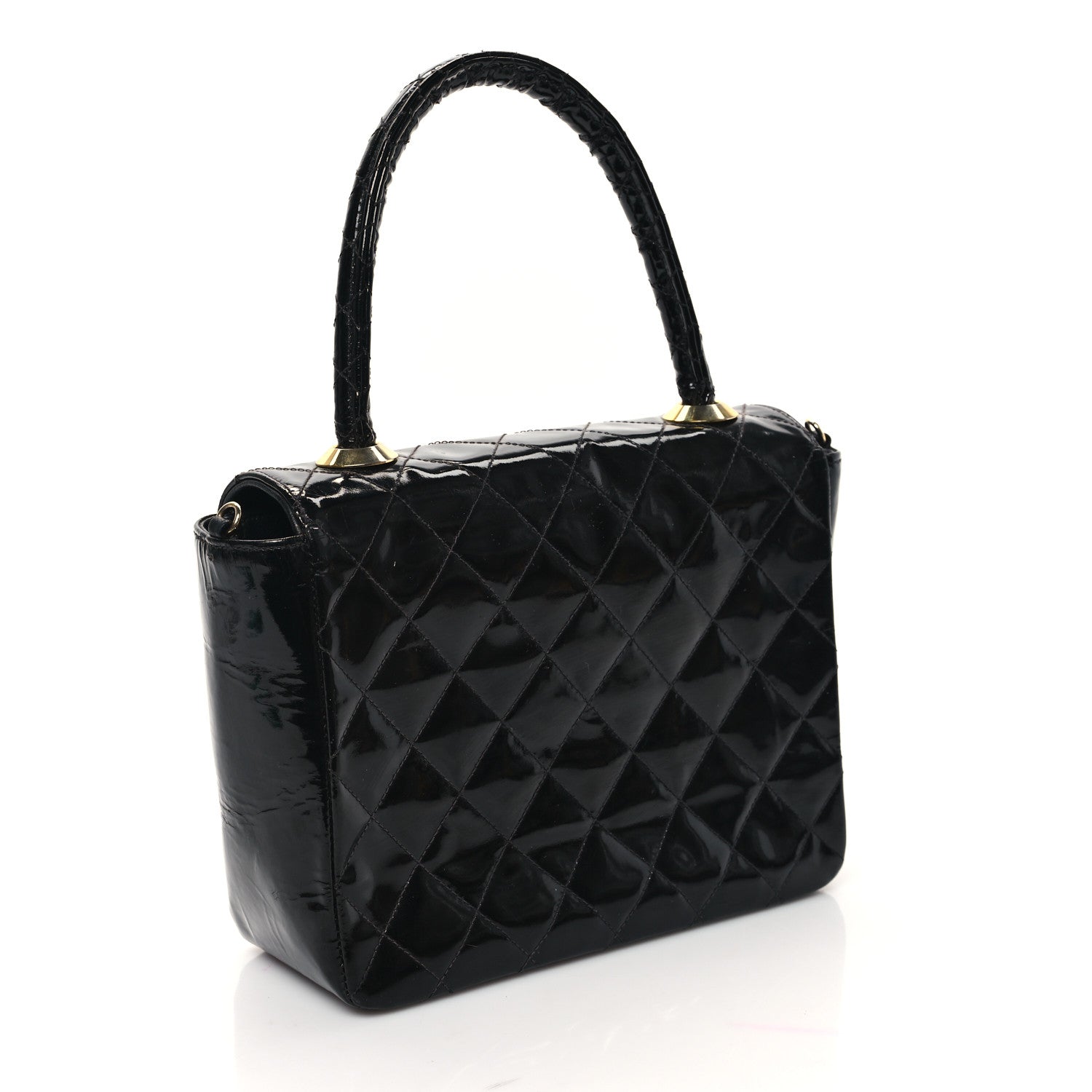 Chanel Patent Quilted Small Kelly Flap Bag Black 3 of 13