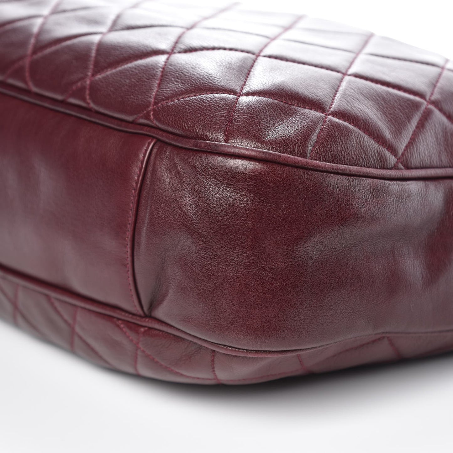 Lambskin Quilted Tote Burgundy