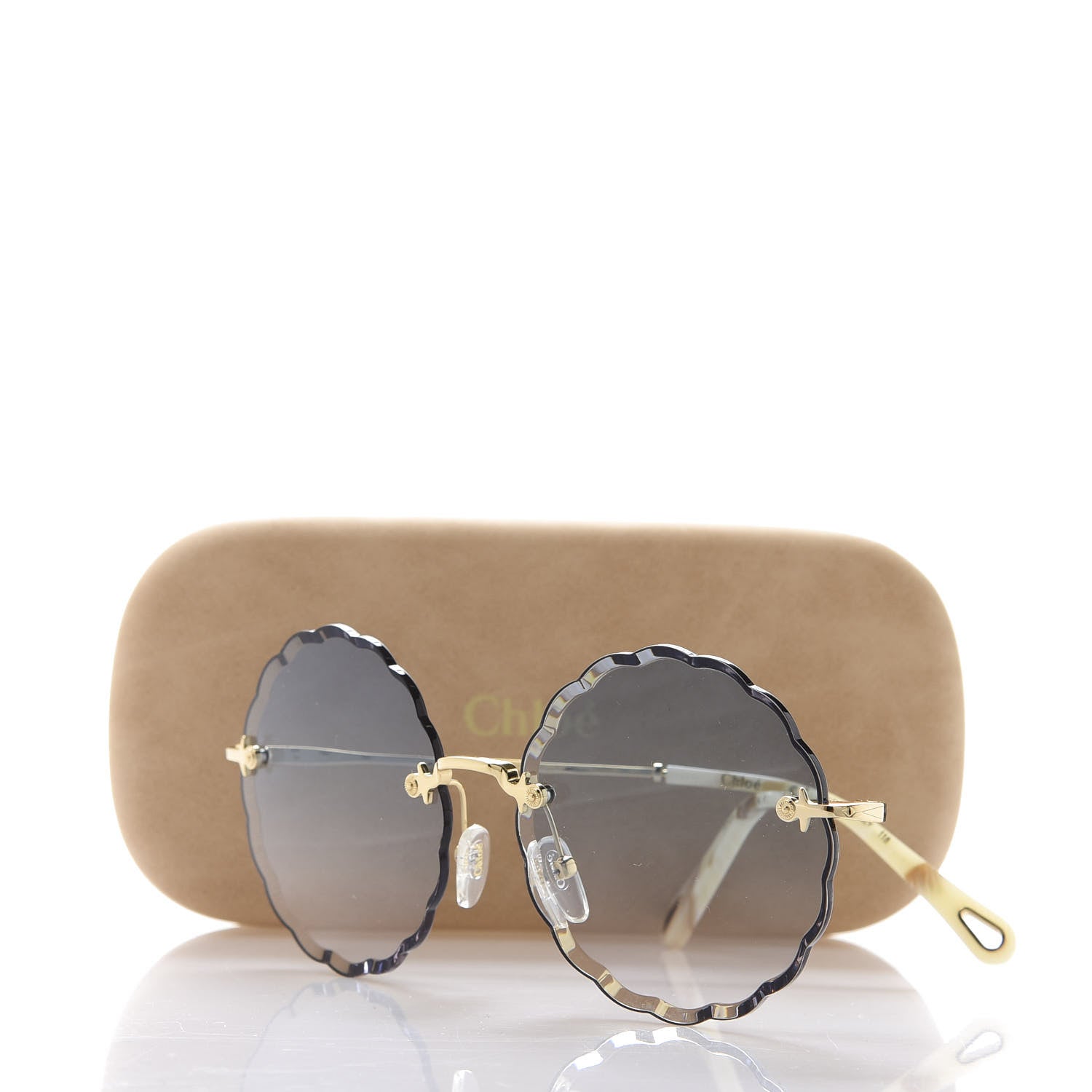 Chloe Rosie Bevelled Round Sunglasses CE142S Gold Gradient Blue 8 of 8