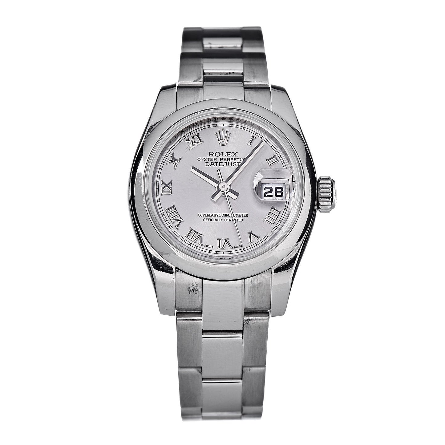 Stainless Steel 26mm Oyster Perpetual Datejust Watch Silver Roman 179160