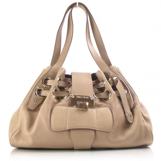 Jimmy Choo Leather Riki Tote Bag Stone 1 of 10