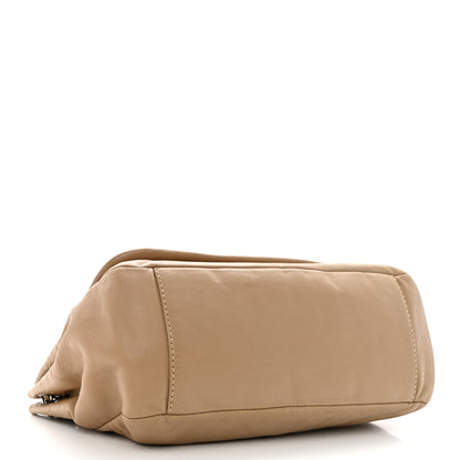 Chanel Lambskin Contrast Stitch Surpique Accordion Flap Beige 4 of 13