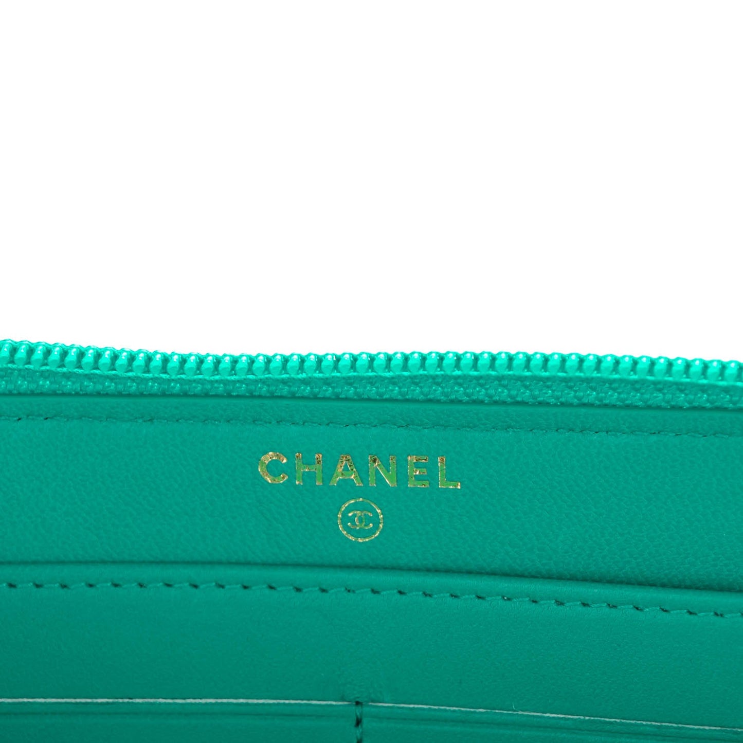Lambskin Quilted Boy Zip Wallet Green