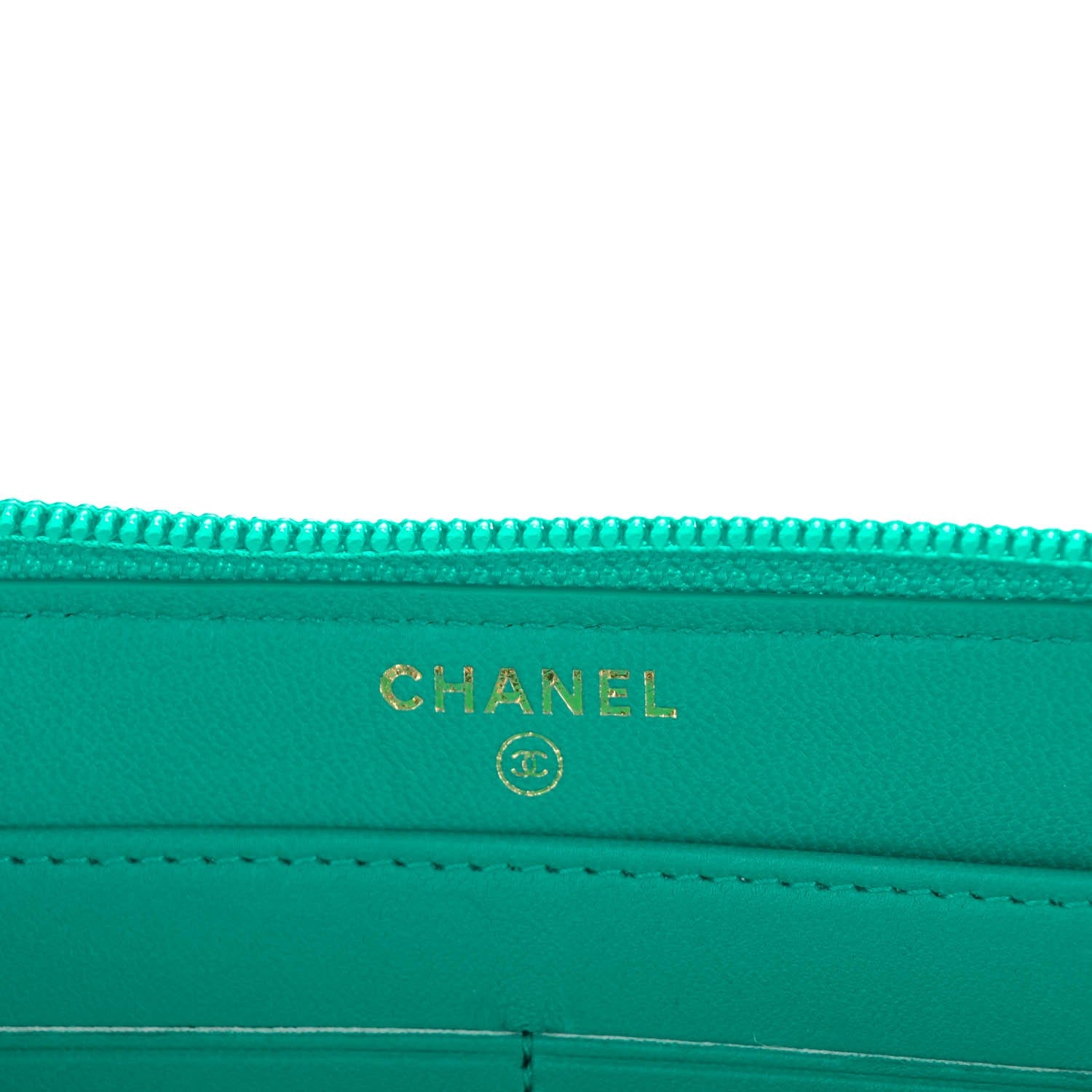 Chanel Lambskin Quilted Boy Zip Wallet Green 6 of 8