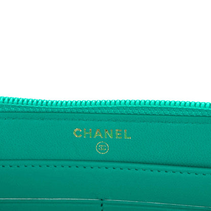 Chanel Lambskin Quilted Boy Zip Wallet Green 6 of 8