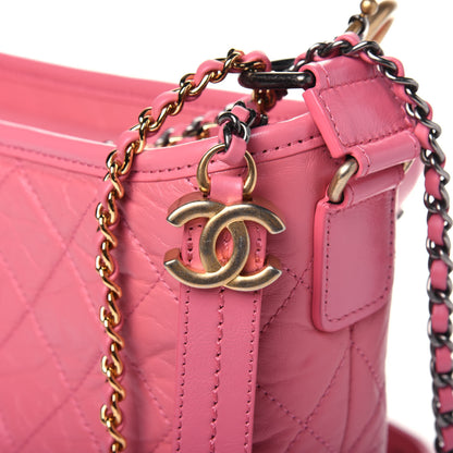 Chanel Aged Smooth Calfskin Quilted Medium Gabrielle Logo Hobo Pink 13 of 17