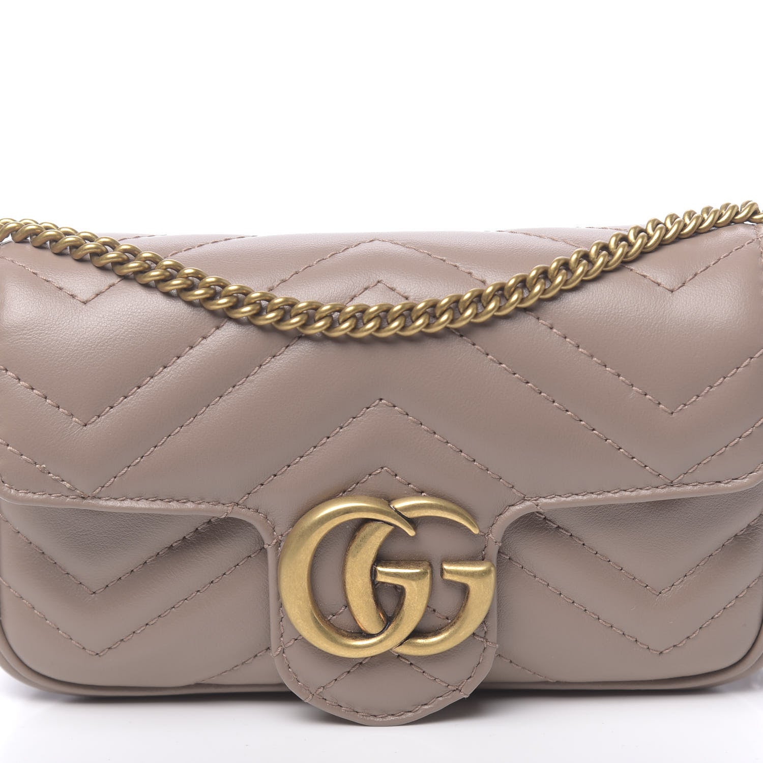Gucci Calfskin Matelasse Super Mini GG Marmont Shoulder Bag Porcelain Rose 9 of 10