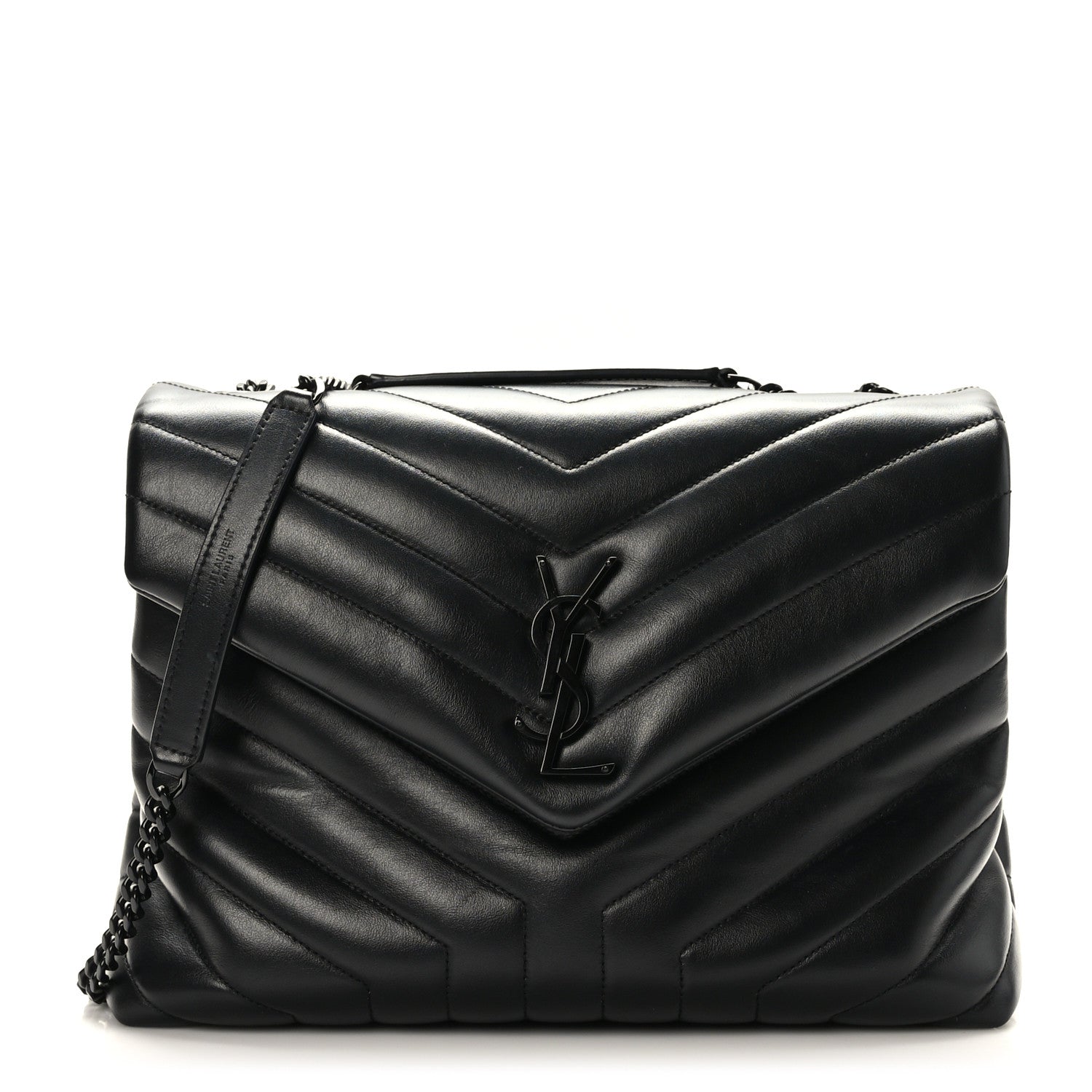 Saint Laurent Calfskin Y Quilted Monogram Monochrome Medium Loulou Chain Satchel Black 1 of 8
