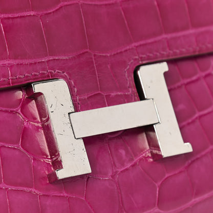 Hermes Shiny Alligator Constance Long Wallet Rose Scheherazade 14 of 14