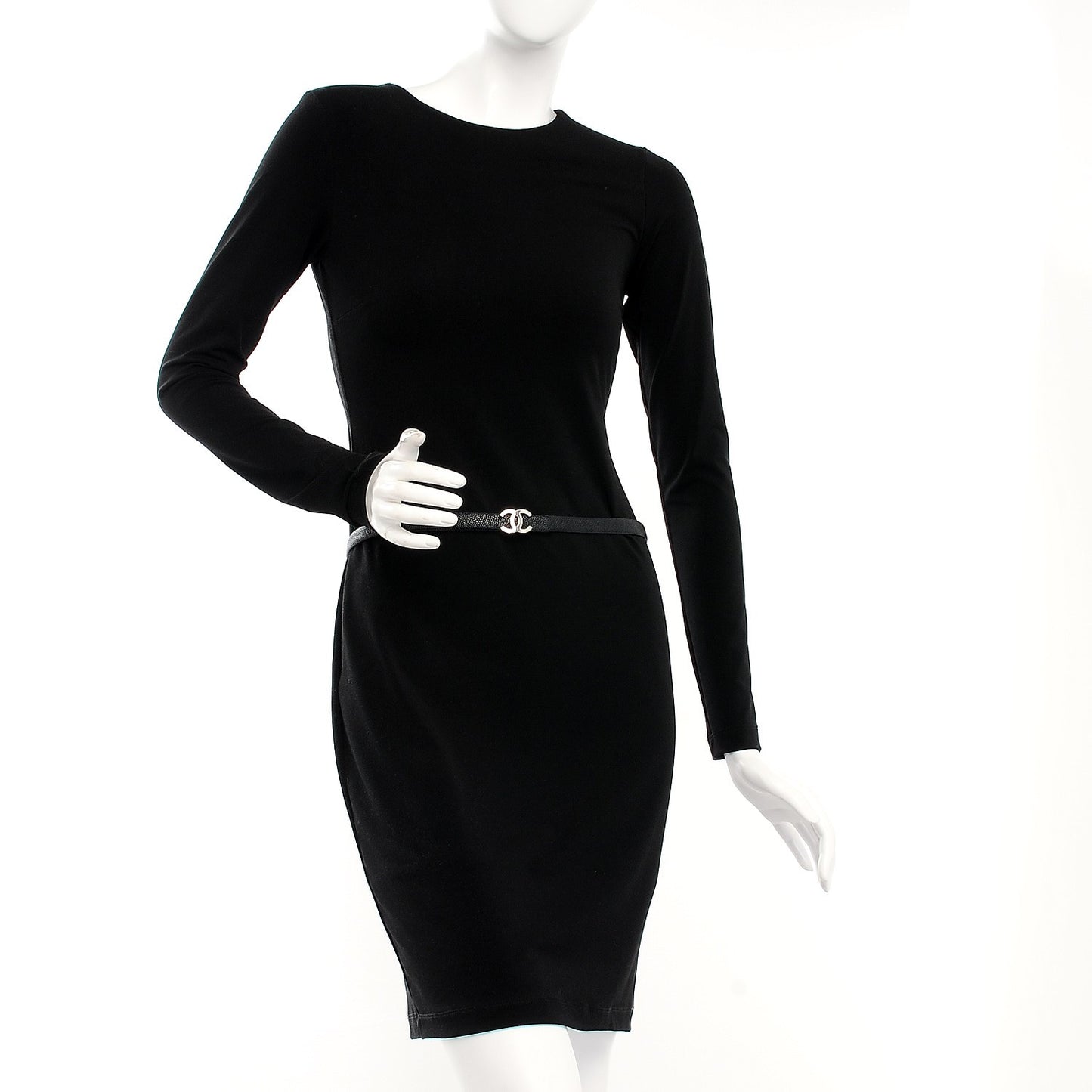 Caviar CC Logo Skinny Belt Black 80 32