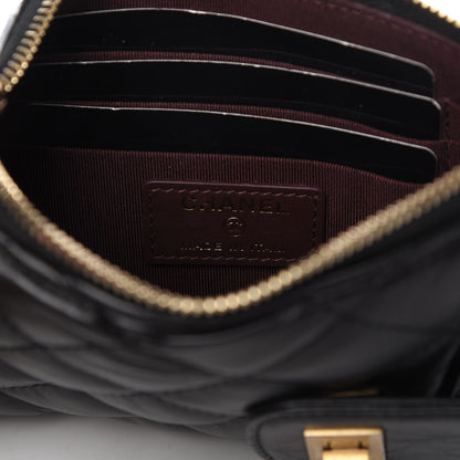 Chanel Aged Calfskin Quilted 2.55 Reissue Phone Holder With Chain Black 8 of 11