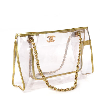 Chanel Vinyl Naked Tote Gold 2 of 9