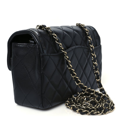 Chanel Shiny Lambskin Quilted Half Mini Flap Black 3 of 12