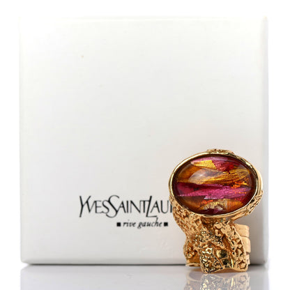 Saint Laurent Glass Cabochon Arty Ovale Ring 6 Gold Pink 4 of 4