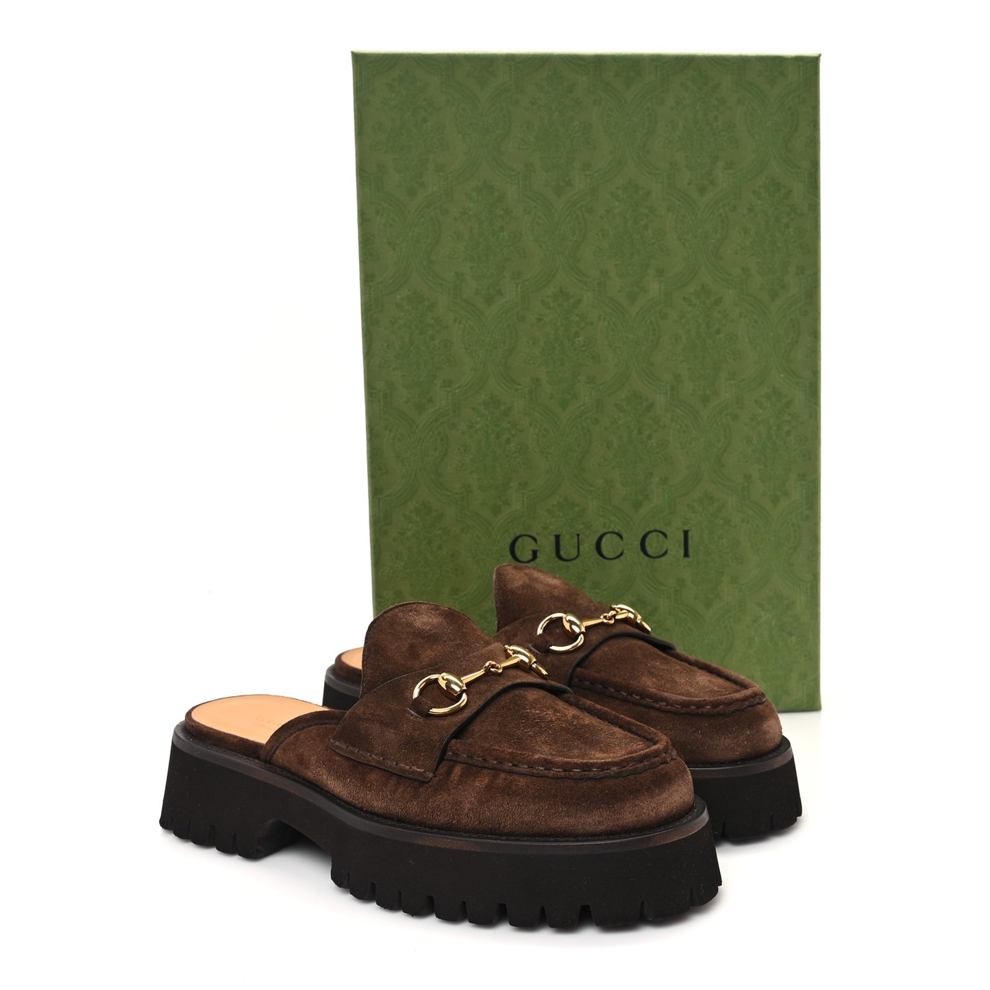 Suede Horsebit Platform Mules 39 Washed Brown