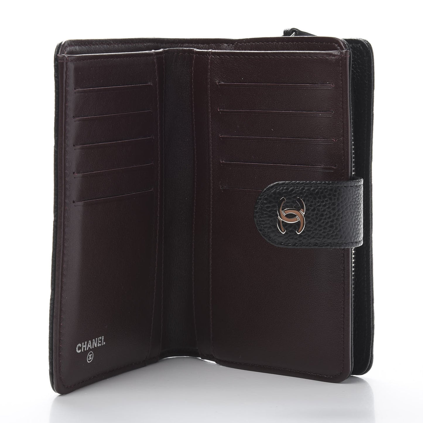 Caviar Quilted Zipped Pocket Wallet Black
