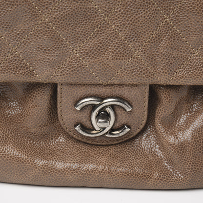 Chanel Grained Calfskin Quilted Medium Elastic Flap Taupe 9 of 9