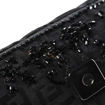 Fendi Zucchino Lizard Beaded Baguette Black 10 of 10