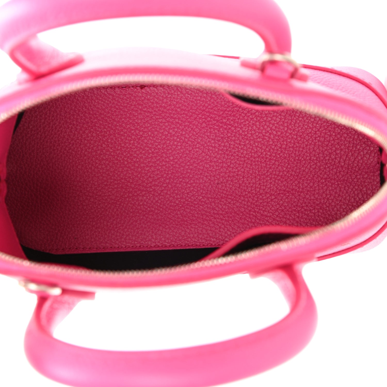 Balenciaga Grained Calfskin Logo XXS Ville Top Handle Bag Acid Fuchsia Black 5 of 10