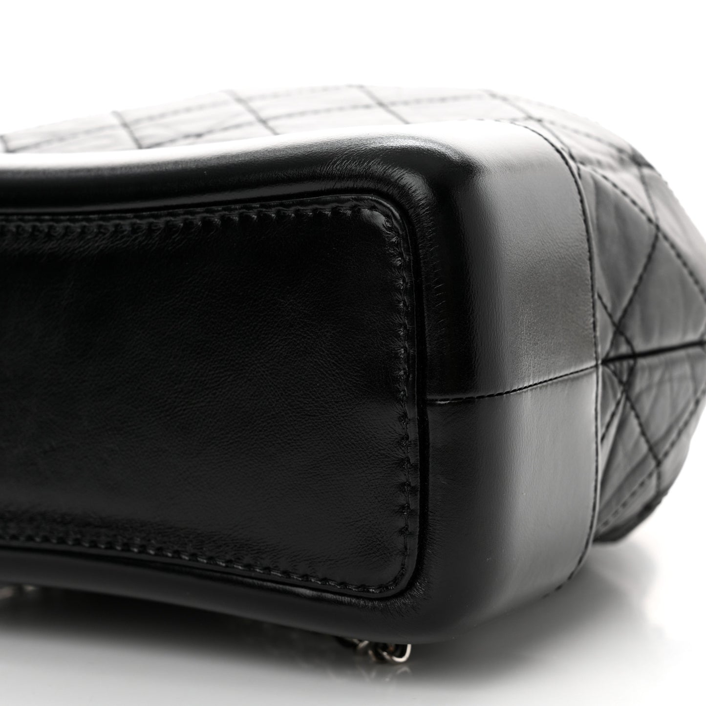 Aged Calfskin Quilted Small Gabrielle Backpack Black