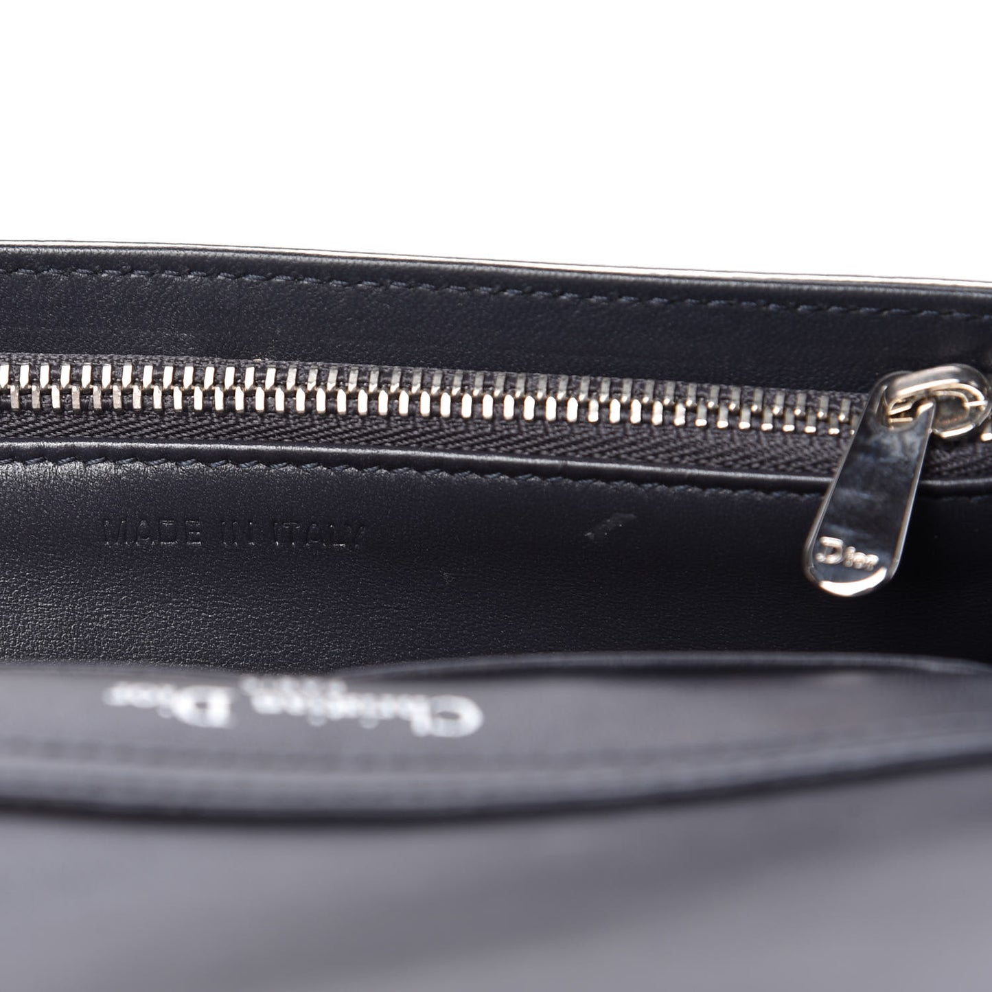 Metallic Patent Micro-Cannage Diorama Wallet on Chain Pouch Silver