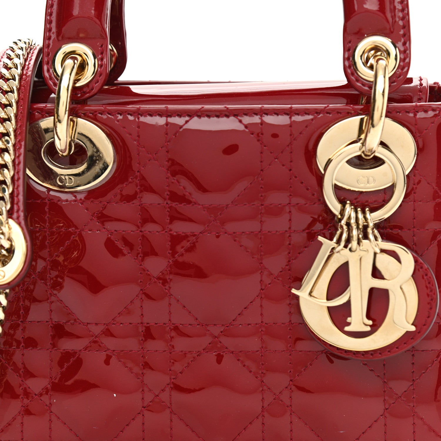 Christian Dior Patent Cannage Mini Lady Dior Red 7 of 10