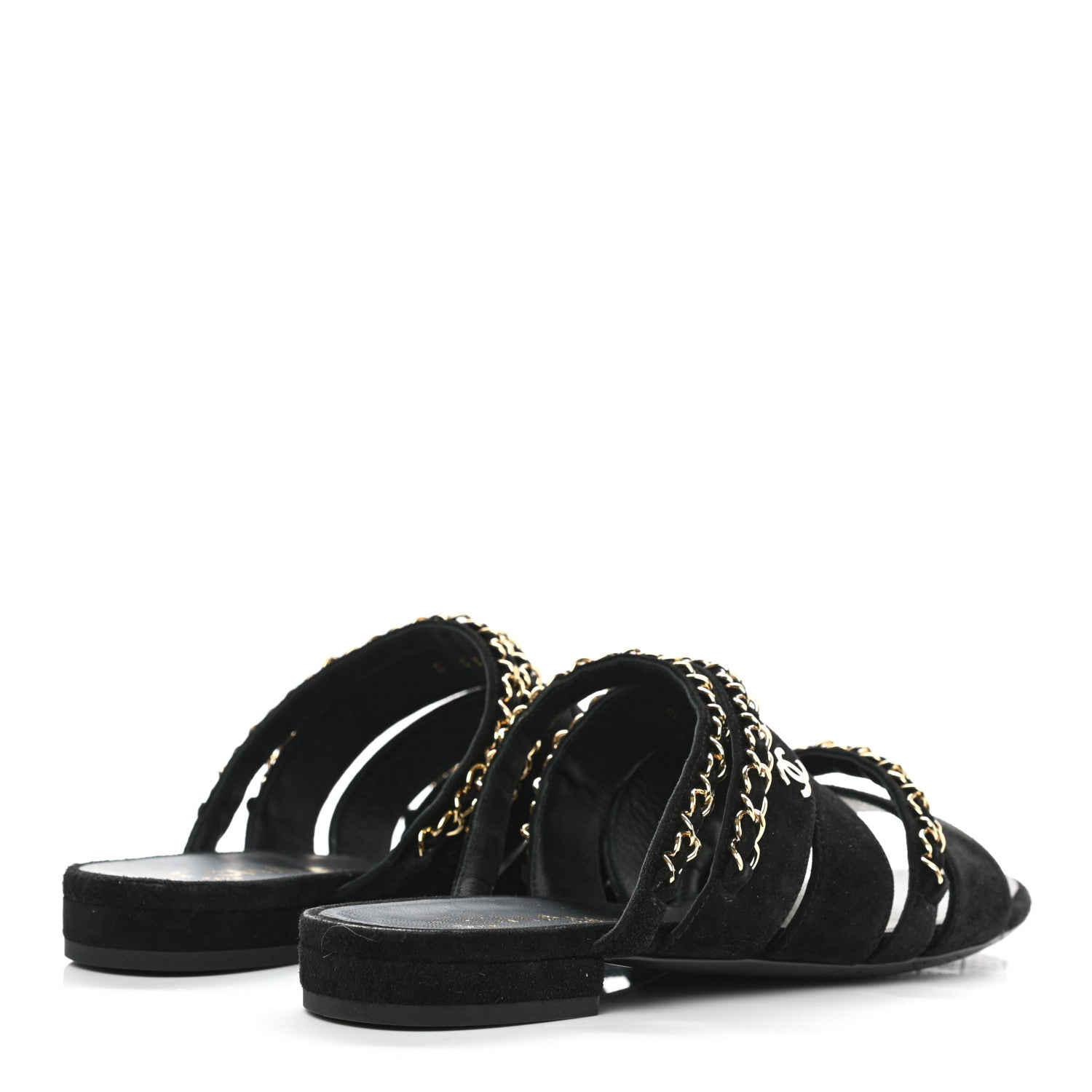 Chanel Suede Chain Mule Sandals 36 Black 4 of 10