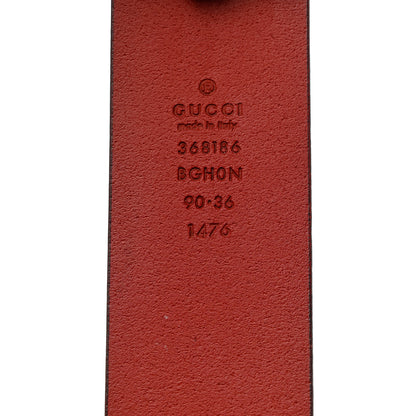 Gucci Selleria Calfskin Nickel Interlocking G 37mm Belt 90 36 Rosso 5 of 5