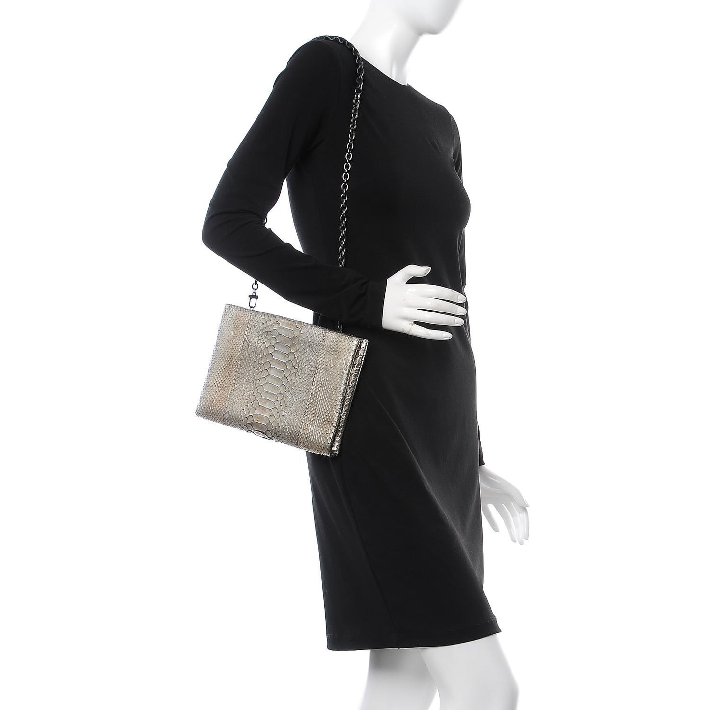 Python Chain Clutch Silver