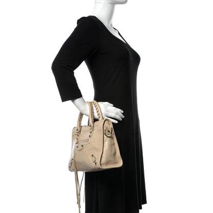 Balenciaga Agneau Classic Silver Hardware S City Logo Strap Light Beige Black 3 of 9