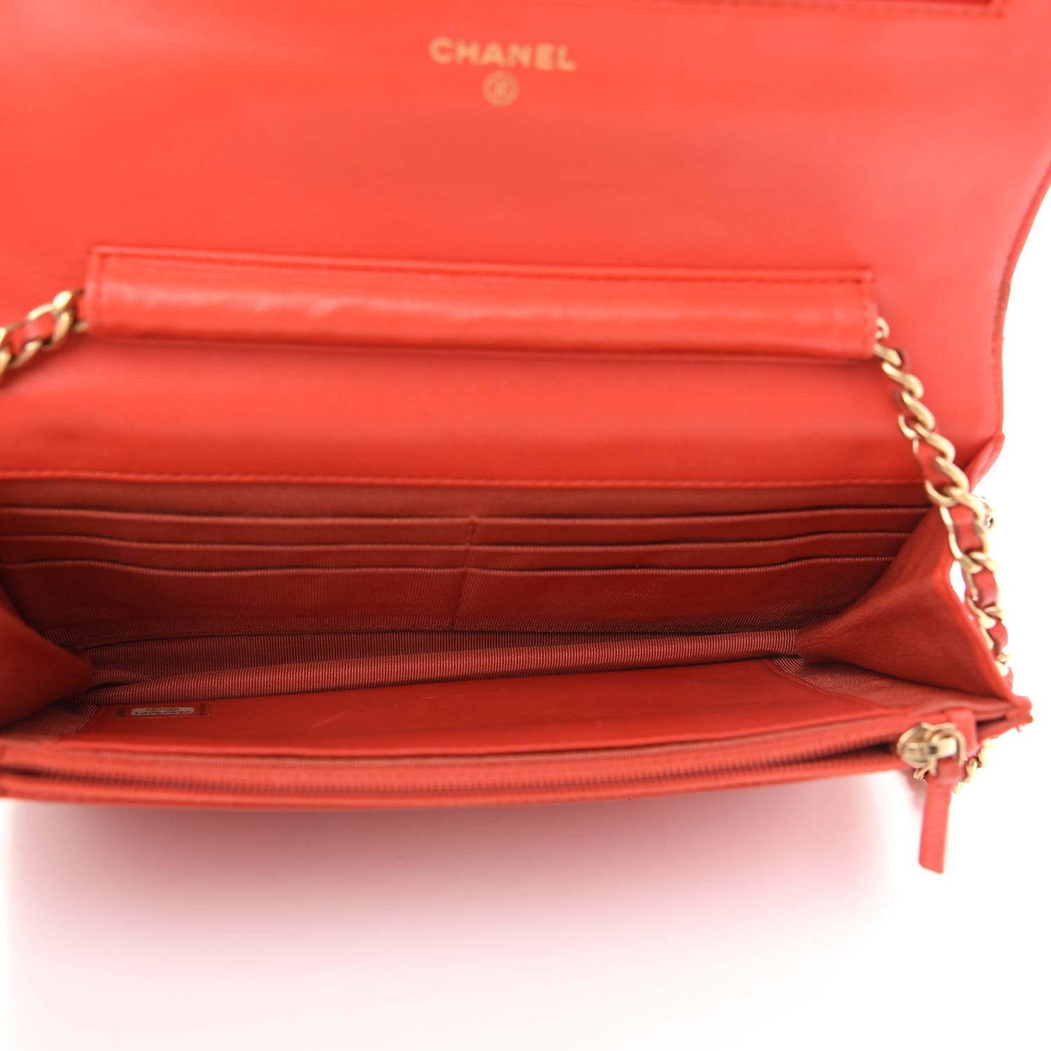 Chanel Lambskin Quilted Wallet On Chain WOC Red 5 of 13