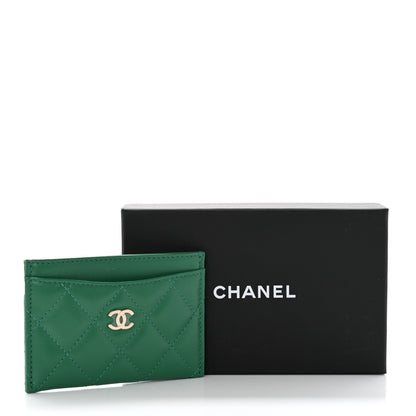 Chanel Lambskin Quilted Card Holder Green 9 of 9
