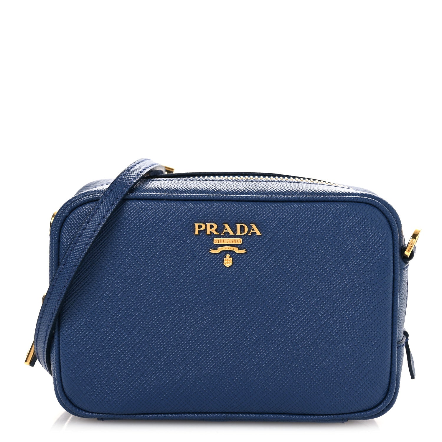 Prada Saffiano Mini Camera Crossbody Bag Bleuette 1 of 12