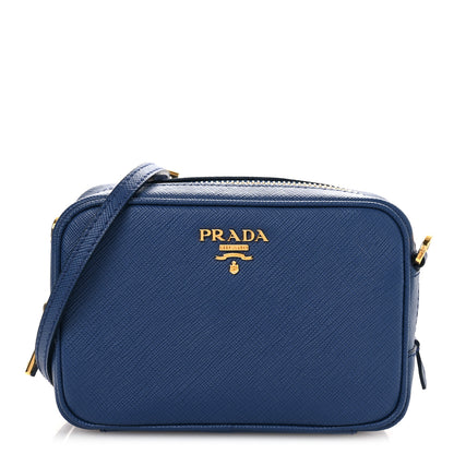 Prada Saffiano Mini Camera Crossbody Bag Bleuette 1 of 12