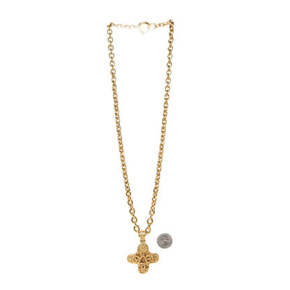 Chanel Long CC Cross Pendant Necklace Gold 3 of 5