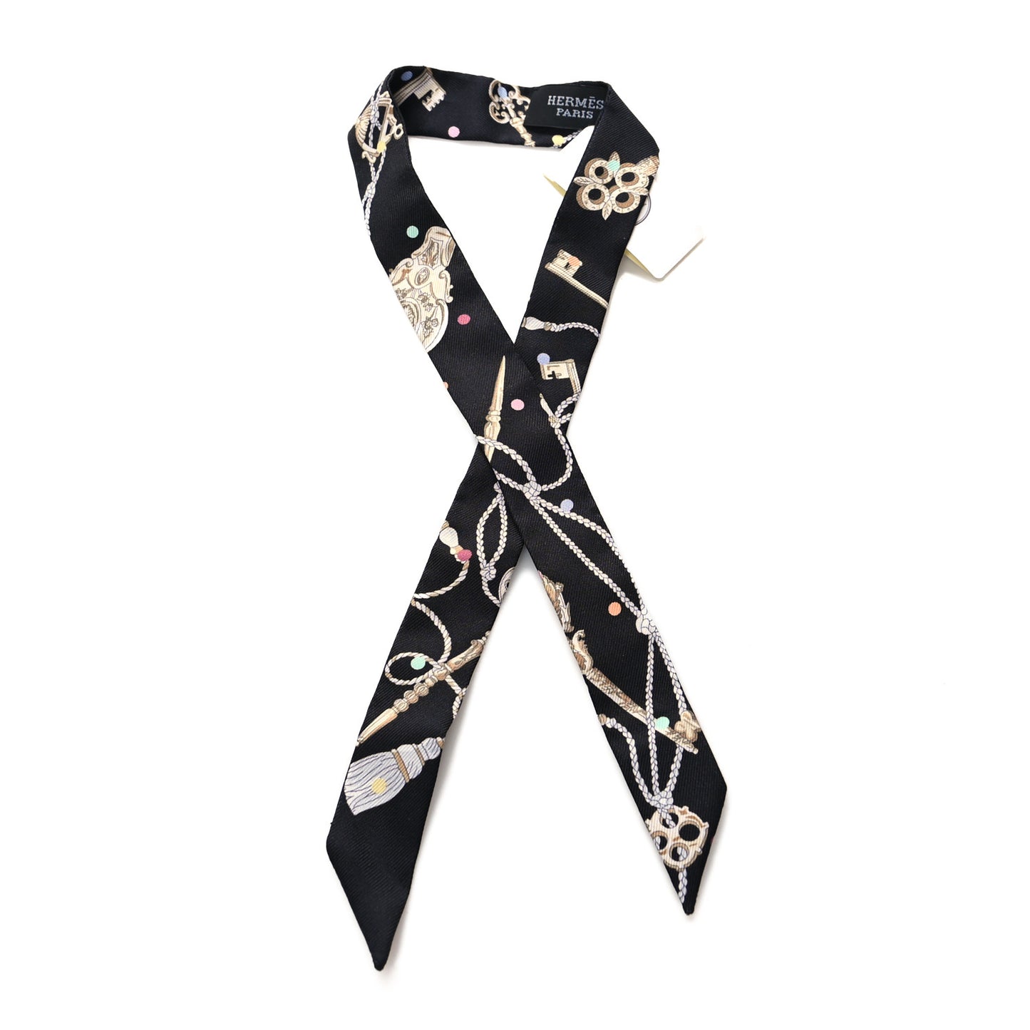 Silk Les Cles A Pois Doll Twilly Black Beige Rose