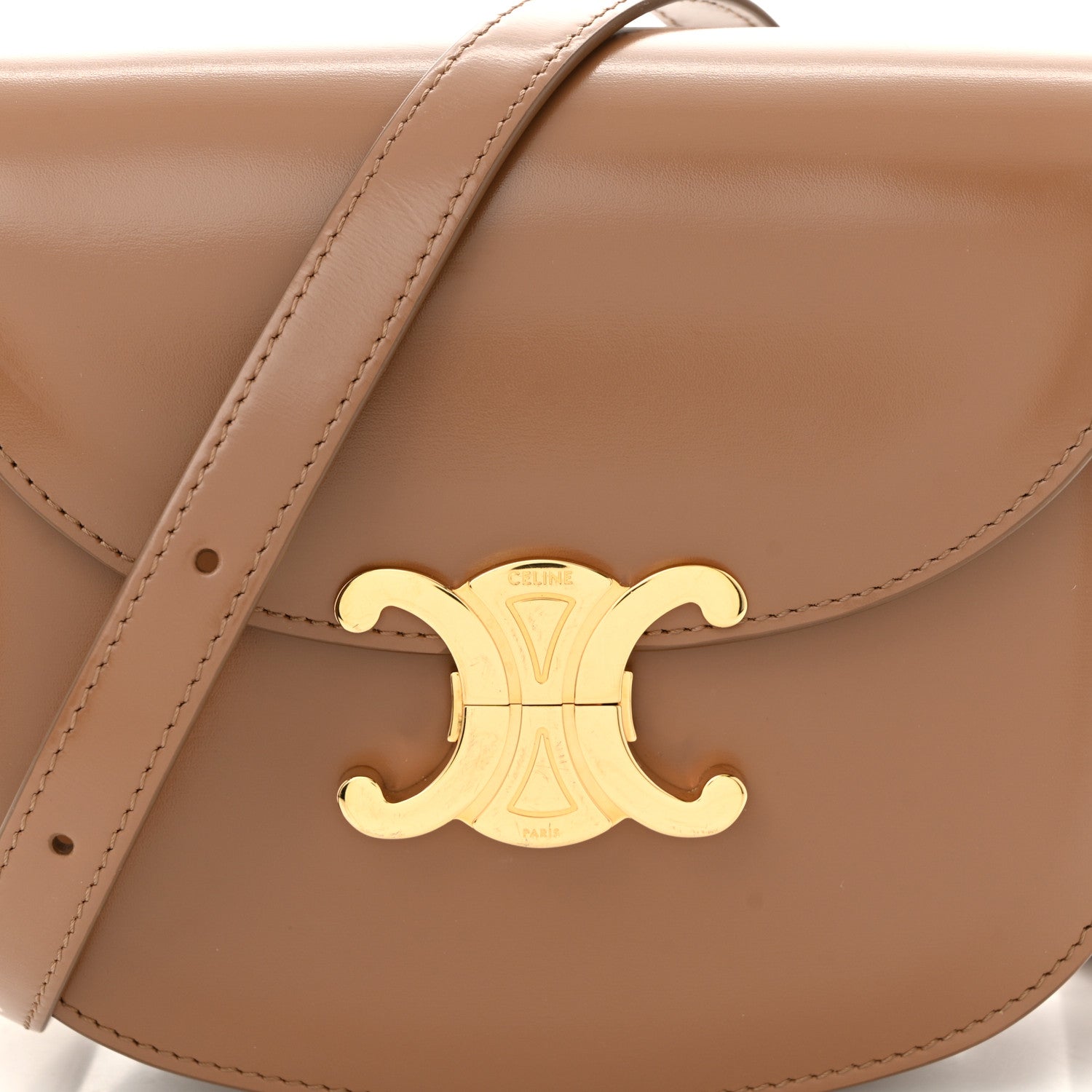 Celine Shiny Calfskin Besace Clea Triomphe Bronze 8 of 10