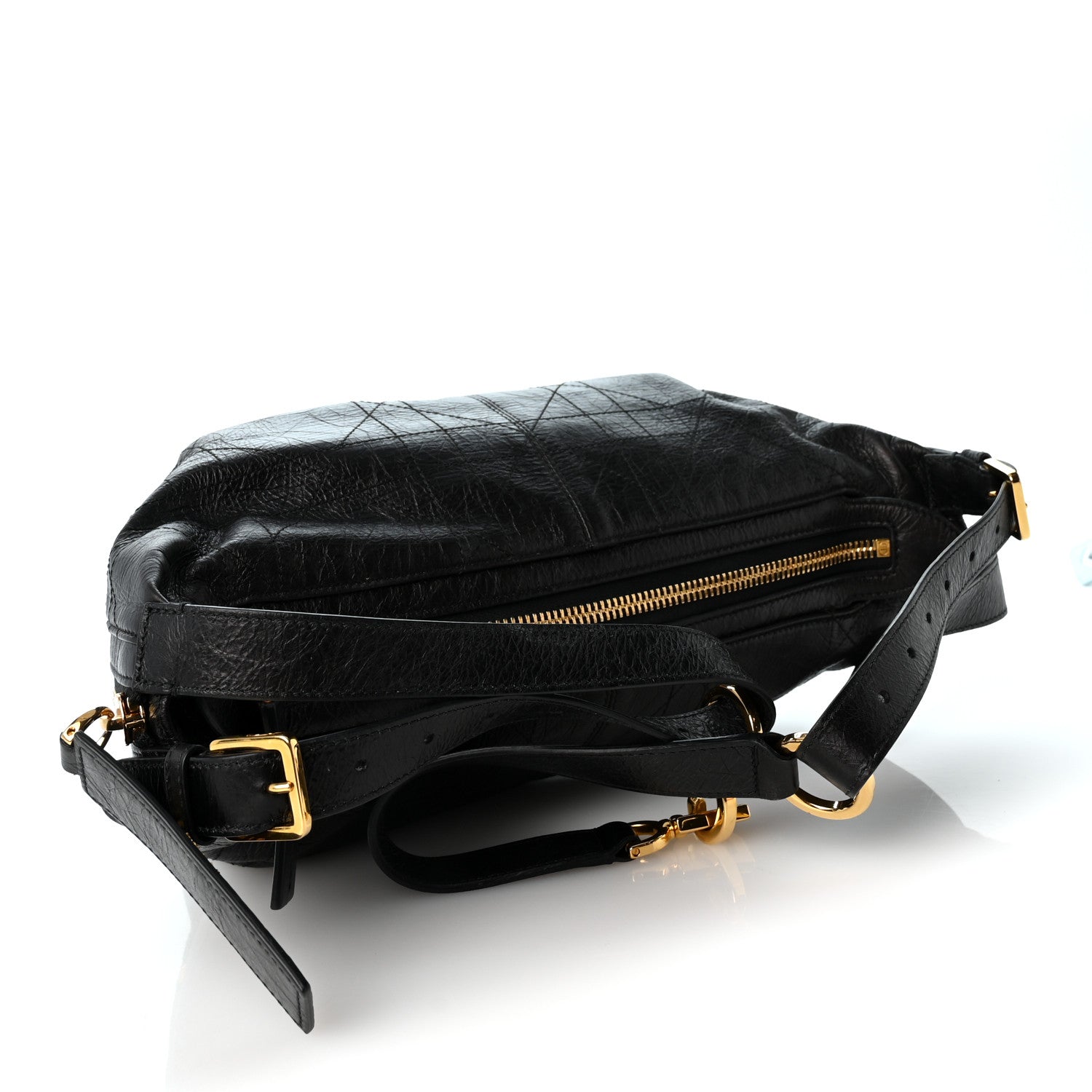 Christian Dior Crinkled Calfskin Macrocannage Small D-Journey Bag Black 3 of 10