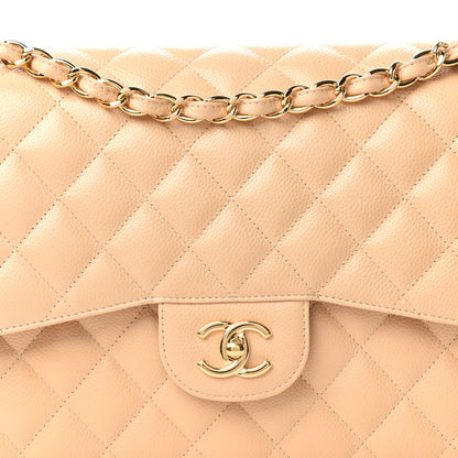 Chanel Caviar Quilted Jumbo Double Flap Beige Clair 10 of 11