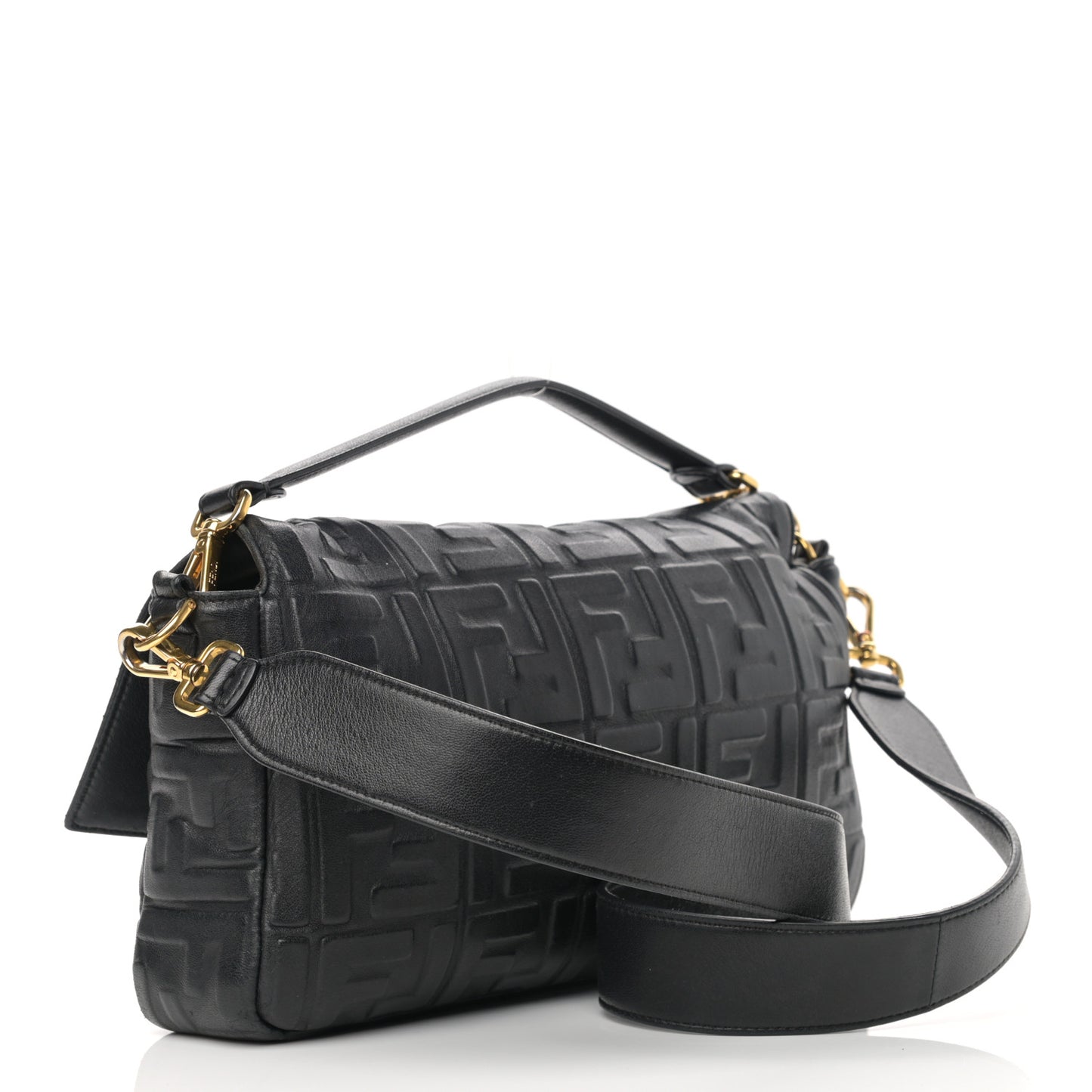 Nappa FF 1974 Embossed Large Baguette Black