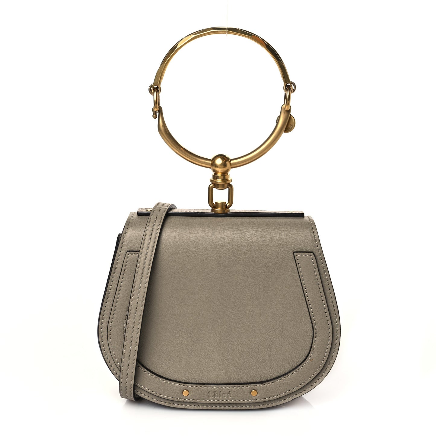 Calfskin Suede Small Nile Bracelet Bag Motty Grey